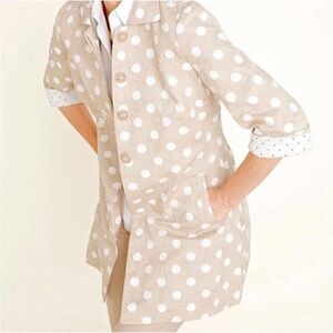 Chico’s Pleat-Back Jacket in Beige Polka Dot size 12/14 Large